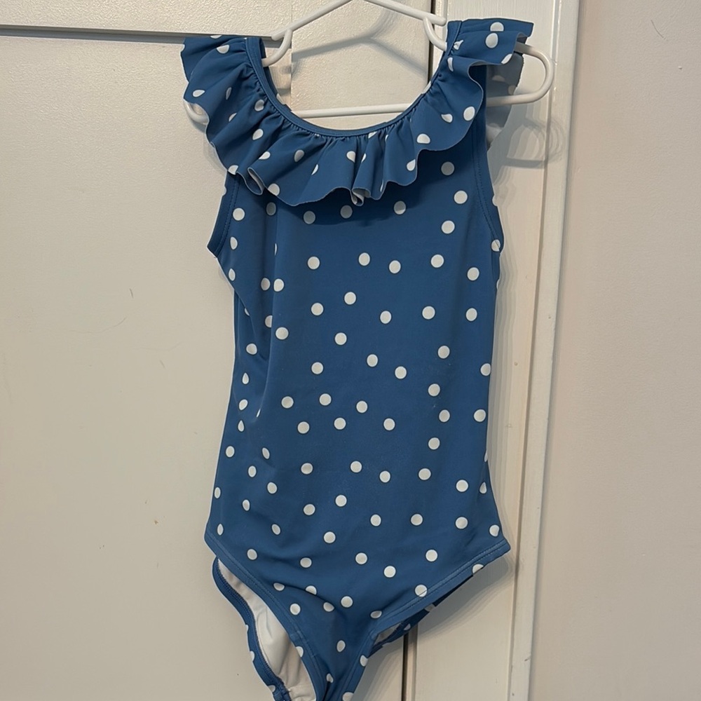 Hanna Andersson Blue Polka Dot Ruffle Swimsuit